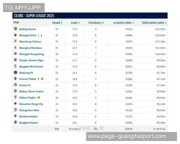 德国转会市场网发布2025年中超联赛球员身价年终更新引发关注